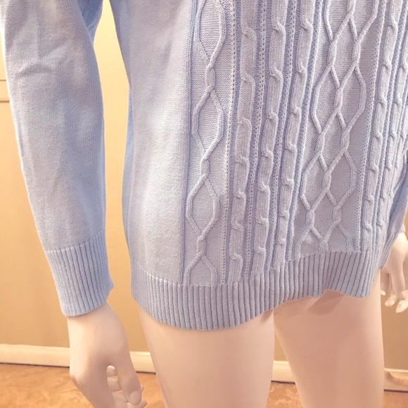 Karen Scott Knit Sweater Womens Size Medium Petite Blue Pullover V Neck Cotton - Picture 6 of 14